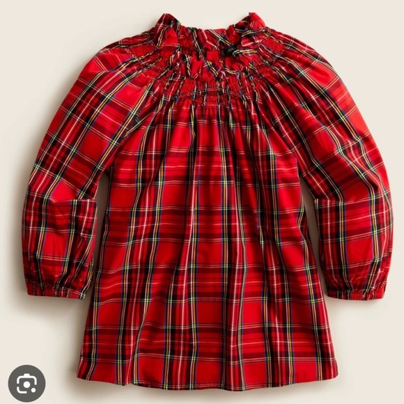 J. Crew Plaid Smocked Blouse Red Size XS - Picture 5 of 15